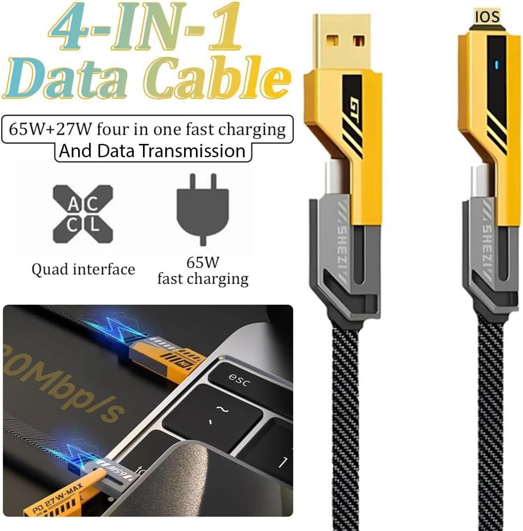 4 in 1 Car Charging Cable - Multi USB | Nazzah
