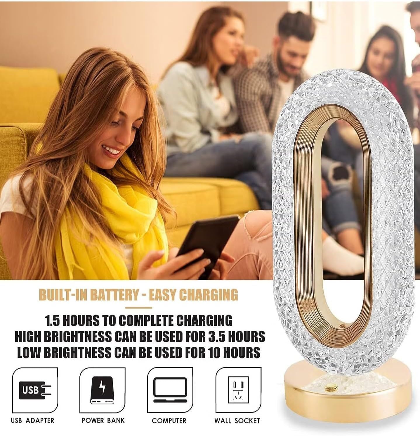 USB Charging Touch Lamp - LED Bedside | Nazzah
