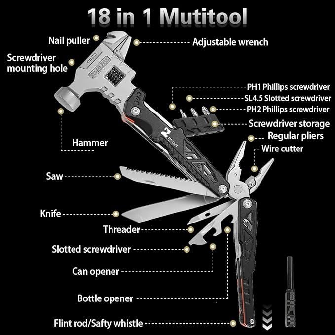 Upgraded 18 in 1 Multitool - Stainless Steel | Nazzah
